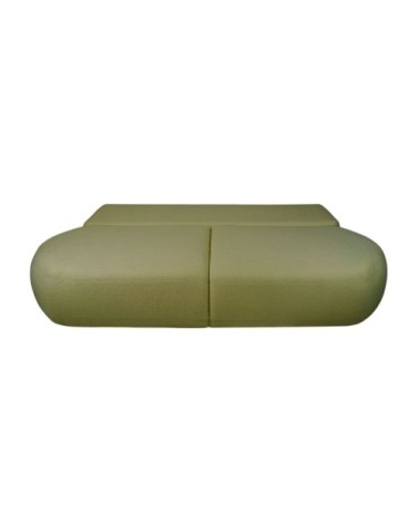 Canapé convertible fabio 4 places en tissu bouclette - vert kaki