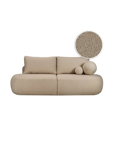 Canapé convertible fabio 4 places en tissu bouclette - taupe