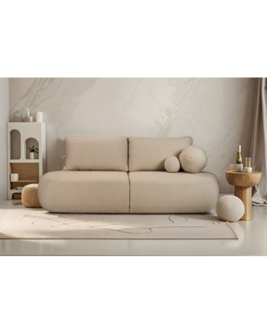 Canapé convertible fabio 4 places en tissu bouclette - taupe