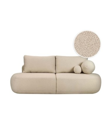 Canapé convertible fabio 4 places en tissu bouclette - beige