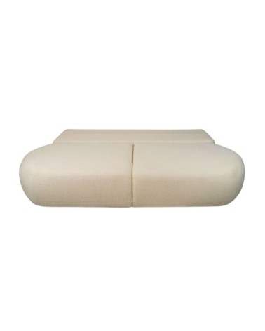 Canapé convertible fabio 4 places en tissu bouclette - beige