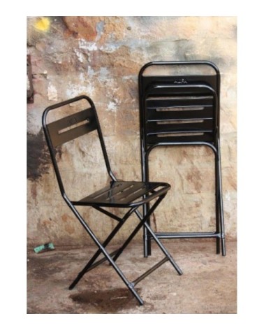 Chaise pliante en métal noir