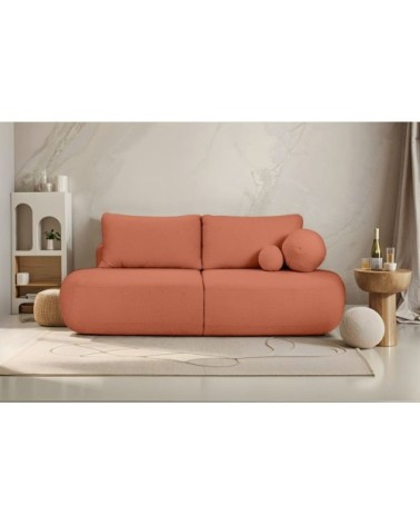 Canapé convertible fabio 4 places en tissu bouclette - terracotta
