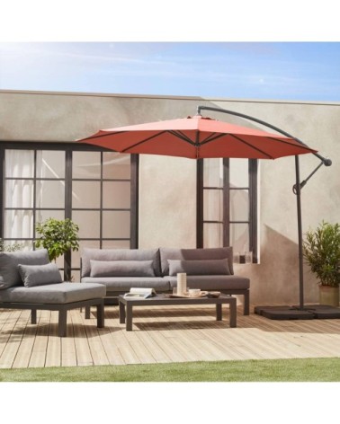 Parasol déporté rond D350cm excentré terracotta 8 baleines