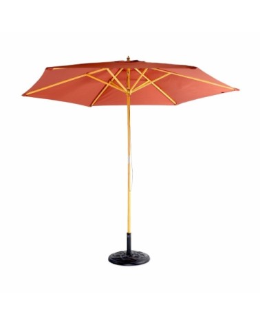 Parasol droit rond 3m  Terracotta mât central en bois