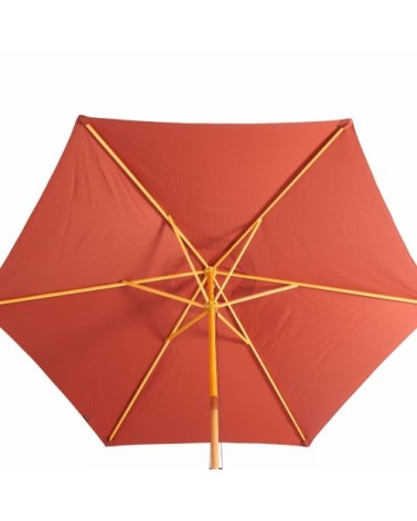 Parasol droit rond 3m  Terracotta mât central en bois