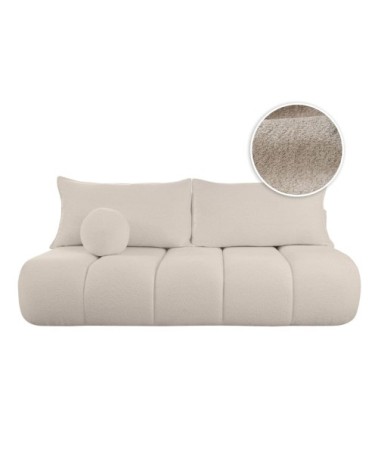 Canapé convertible droit 3 places merry en tissu bouclette beige