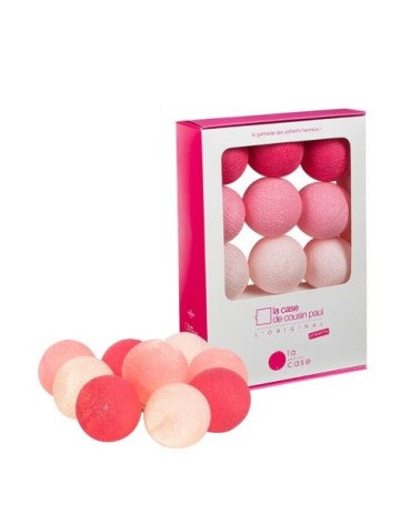 Guirlande coffret à piles 9 boules roses