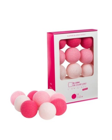 Guirlande coffret à piles 9 boules roses