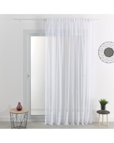 Voilage base tissée finition galon fronceur polyester blanc 240 x 240