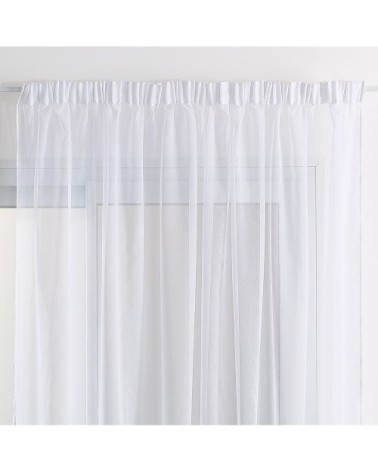 Voilage base tissée finition galon fronceur polyester blanc 240 x 240