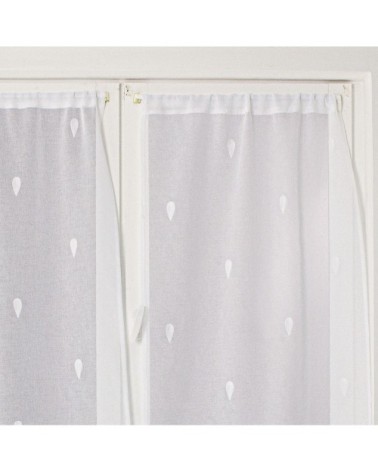 Paire de vitrages droits brodée telline polyester blanc 90 x 60