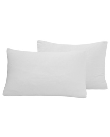Lot de 2 taies d'oreiller en gaze de coton blanc 50x70 cm