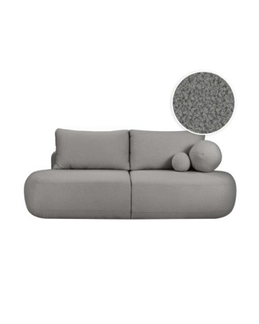 Canapé convertible fabio 4 places en tissu bouclette - gris foncé