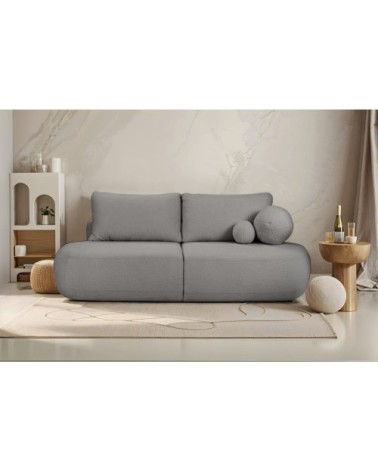 Canapé convertible fabio 4 places en tissu bouclette - gris foncé