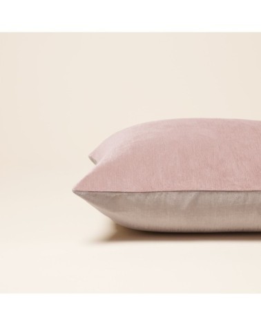 Housse de coussin 50x50 cm Rose poudré et taupe