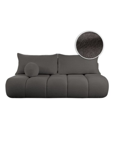 Canapé convertible droit 3 places merry en tissu bouclette gris foncé