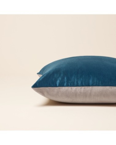 Housse de coussin 40x60 cm Pétrole et taupe