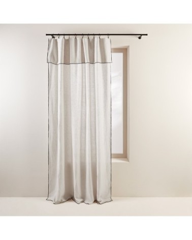 Rideau panneau 200x280 cm Calcaire et bourdon noir en Lin