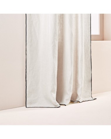 Rideau panneau 150x280 cm Calcaire et bourdon noir en Lin