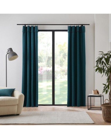 Rideau panneau 145x280 cm Bleu canard et noir