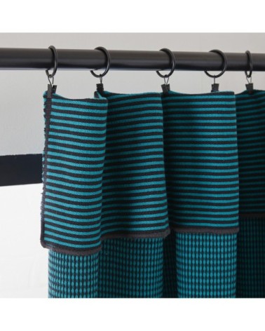 Rideau panneau 145x280 cm Bleu canard et noir