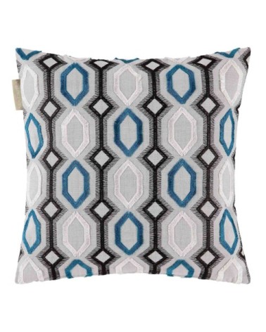 Housse de coussin 40x40 cm Gris et bleu lagon