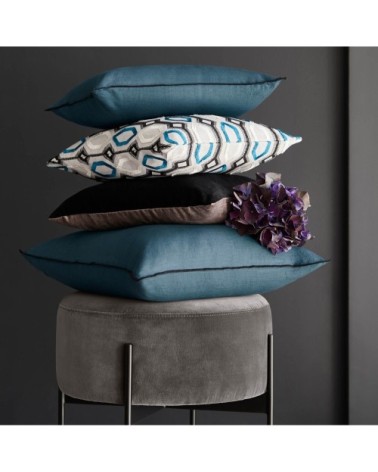 Housse de coussin 28x47 cm Gris et bleu lagon