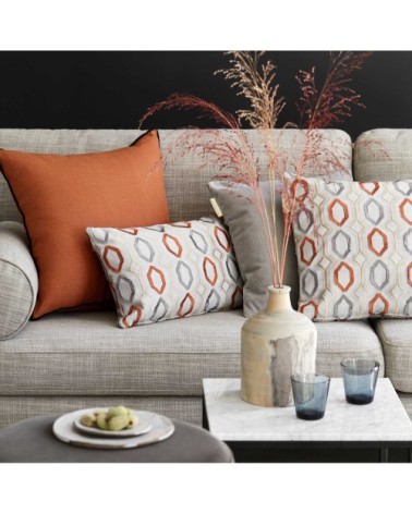 Housse de coussin 40x40 cm Gris et orange brulée