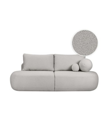 Canapé convertible fabio 4 places en tissu bouclette - gris clair