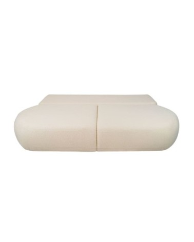 Canapé convertible fabio 4 places en tissu bouclette - blanc cassé