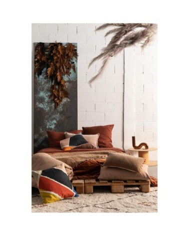 Coussin uni  en coton camel 30 x 50