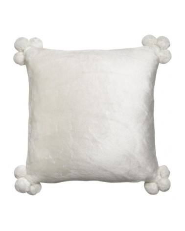 Coussin  pompons en polyester neige 45 x 45