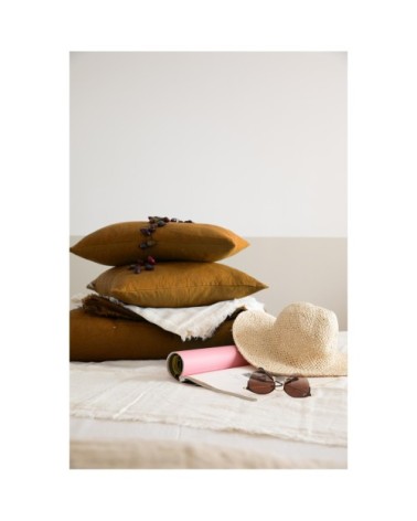 Coussin uni  en lin bronze 45 x 45