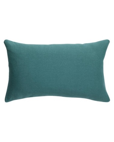 Coussin uni  en lin prusse 30 x 50