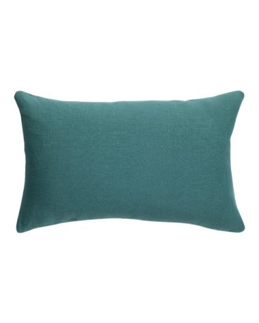Coussin uni  en lin prusse 40 x 65
