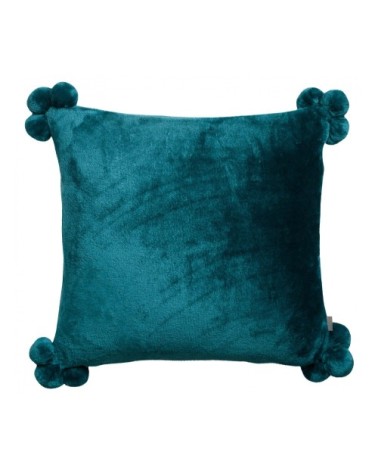 Coussin  pompons en polyester paon 45 x 45