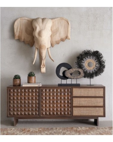 Statuette en métal et sisal gris et noir H68