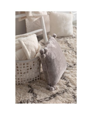 Coussin  pompons en polyester perle 45 x 45