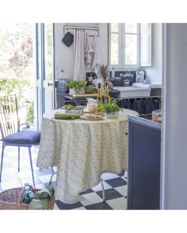 Nappe en satin de coton jaune osier 150x300cm