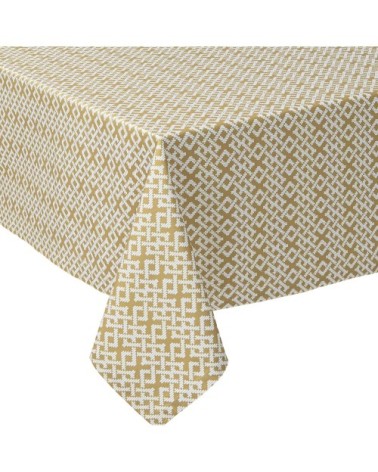 Nappe en satin de coton jaune osier 150x300cm