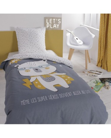 Parure de lit coton 1 personne imprimé ours polaire TEDDY