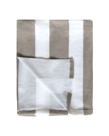 Serviette de plage XL microfibre - Rayada Taupe - 140x170cm - 220g/m²