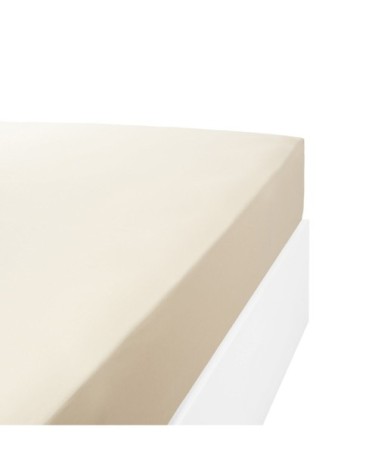 Drap housse uni 200 fils en de coton ivoire 140x200 cm