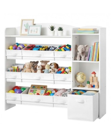 Etagères enfant montessori blanc avec paniers en panneau de particules