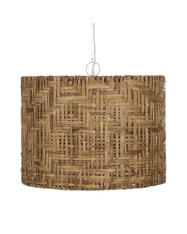 Suspension tressée en jacinthe d'eau beige et métal D53