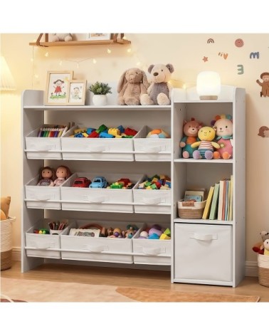 Etagères enfant montessori blanc avec paniers en panneau de particules