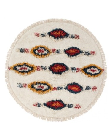 Tapis  en coton ivoire/multi diameter 160
