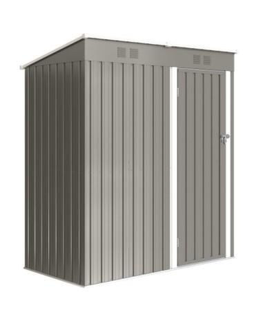 Abri de jardin porte verrouillable aérations métal gris clair