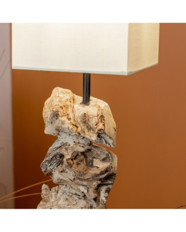 Lampe à poser en bois blanchi 15x15x45cm